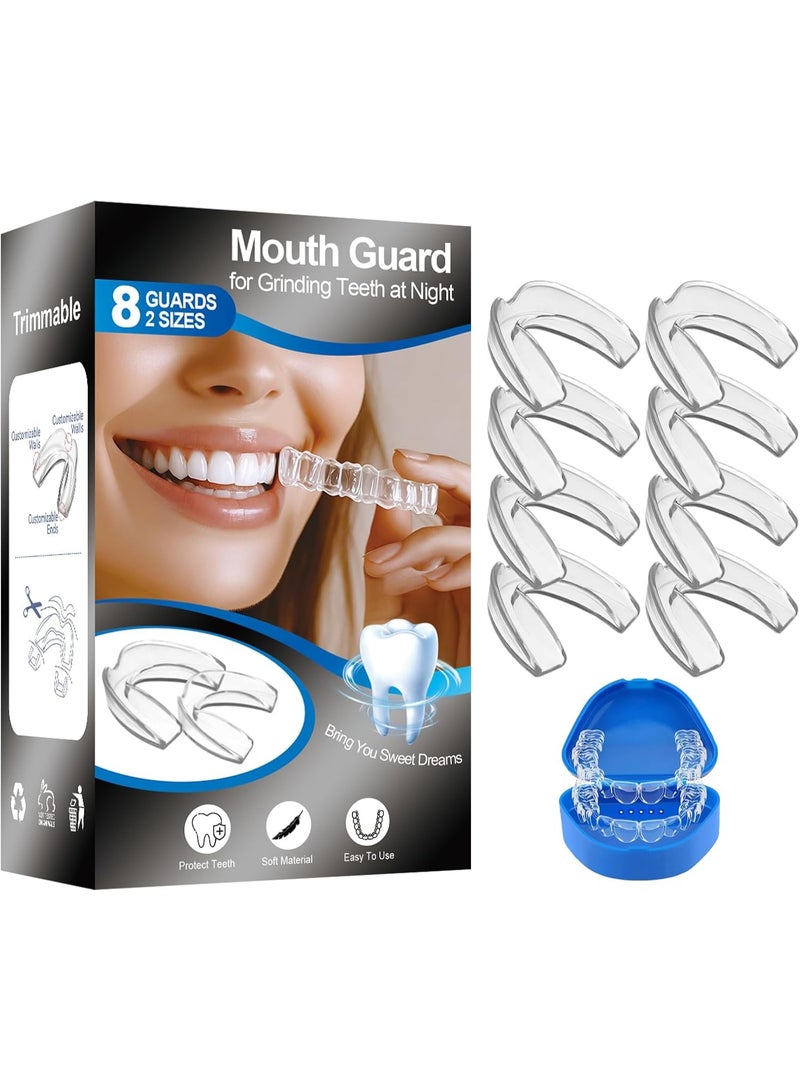 general Mouth Guard for Grinding Teeth at Night,8 Packs Night Guards for Teeth Grinding, Moldable Teeth Grinding Mouth Guard for Sleep,Mouthguards for Grinding of Teeth,2 Sizes & 1 Travel Case - Image 1