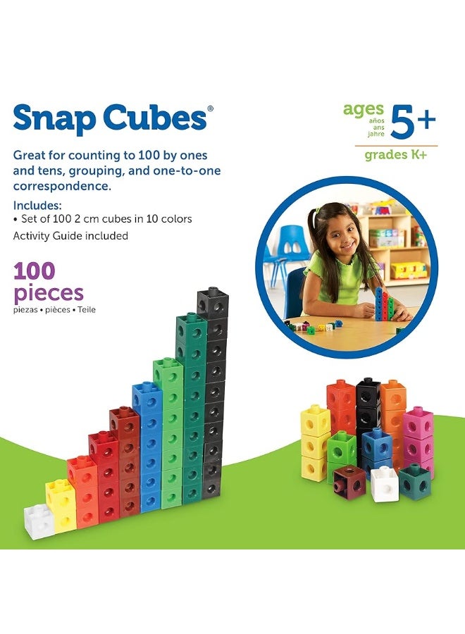 Learning Resources Learning Resources Snap Cubes  100 Pieces Ages 5 Homeschool and Classroom Supplies Educational Counting Toy Math Games for Kids Teacher Aids - Image 1