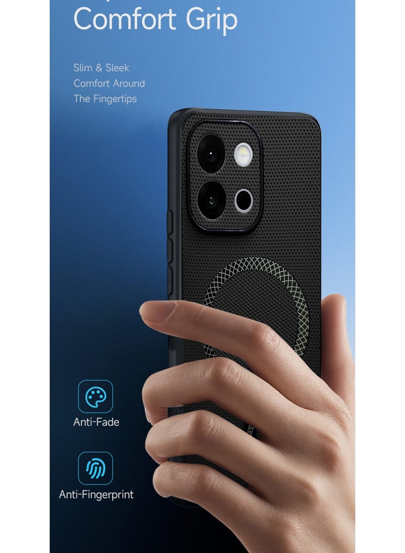 Wtech OnePlus 13s 5G 2025 Support Wireless Charging Magnetic Cover Texture PU Leather  Phone Case Cover  (MCMPMN) - Black - Image 2