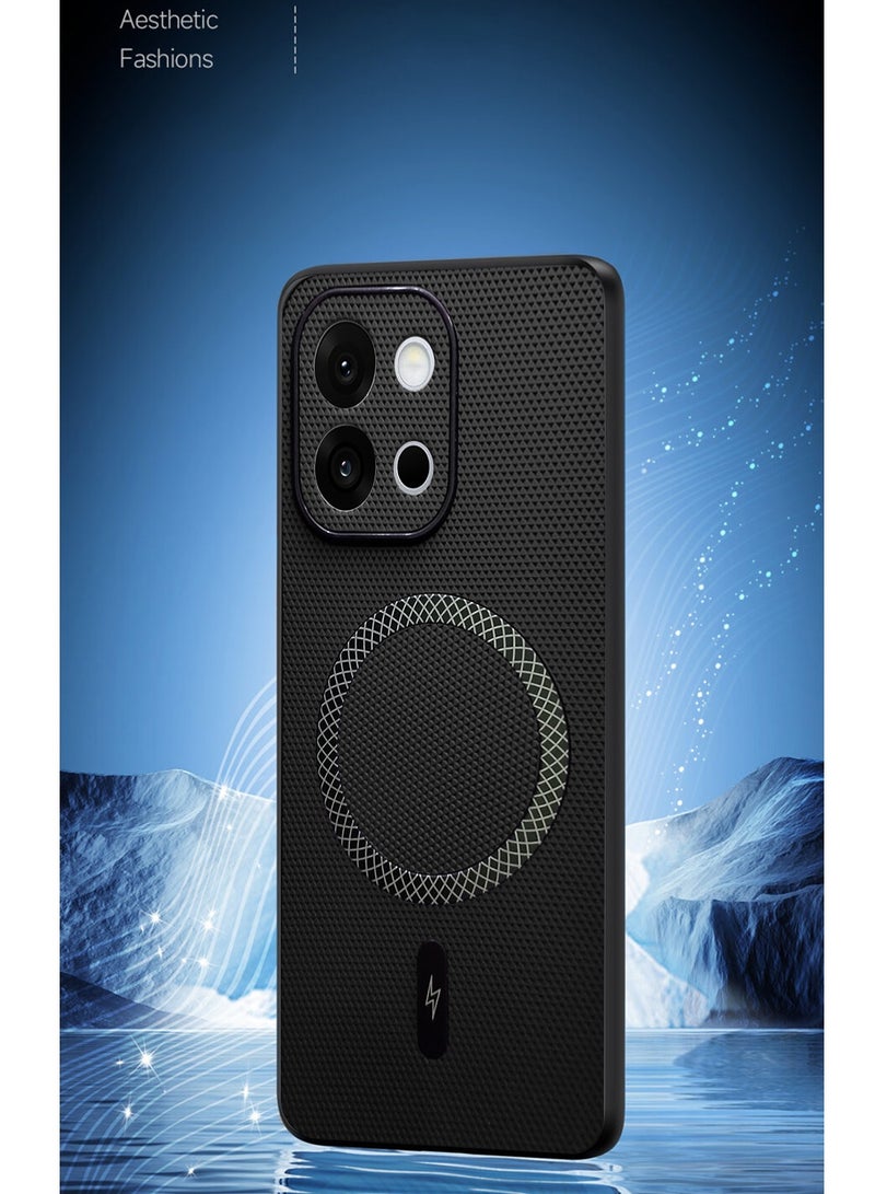 Wtech OnePlus 13s 5G 2025 Support Wireless Charging Magnetic Cover Texture PU Leather  Phone Case Cover  (MCMPMN) - Black - Image 4