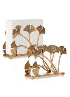 Excefore Metal Napkin Holders, 1 Pcs Modern Napkin Holder with Ginkgo Leaves Design, Heavy Duty Napkin Paper Organizer, Fall Table Decoration Guest Napkin Storage Organizer for Home, Restaurant  - Image 1