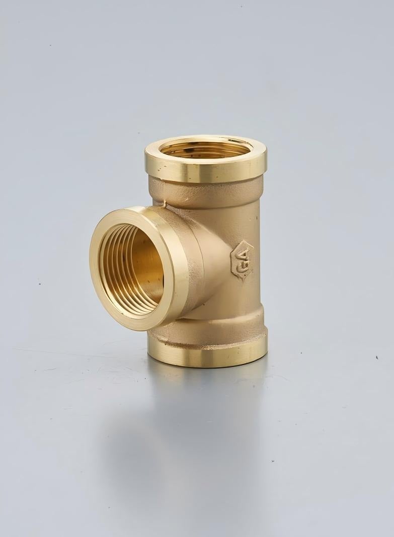 GA  2 Pcs set,  Brass Female Tee 3/4 inch Brass Plumbing Fittings Set, High-Purity Copper Alloy, BSPT Thread Standard-  - Image 1