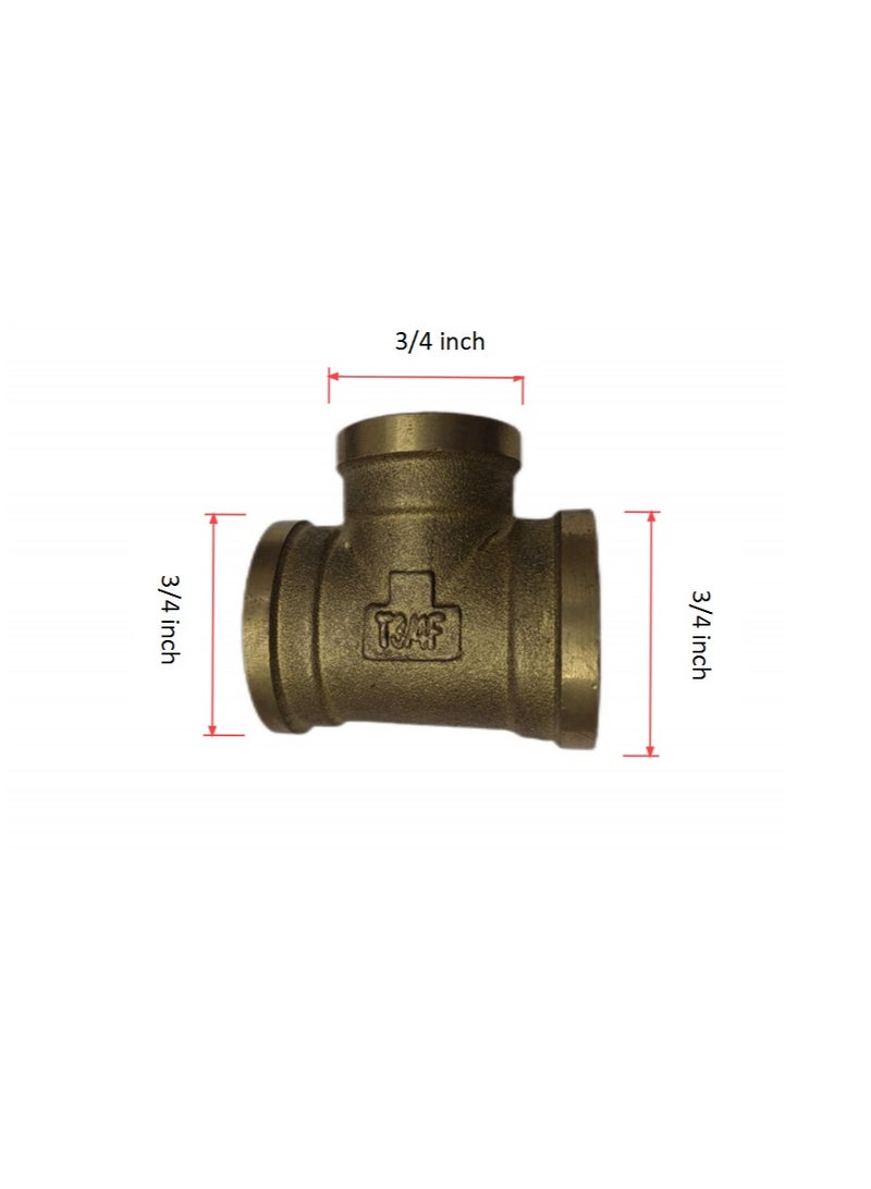 GA  2 Pcs set,  Brass Female Tee 3/4 inch Brass Plumbing Fittings Set, High-Purity Copper Alloy, BSPT Thread Standard-  - Image 3