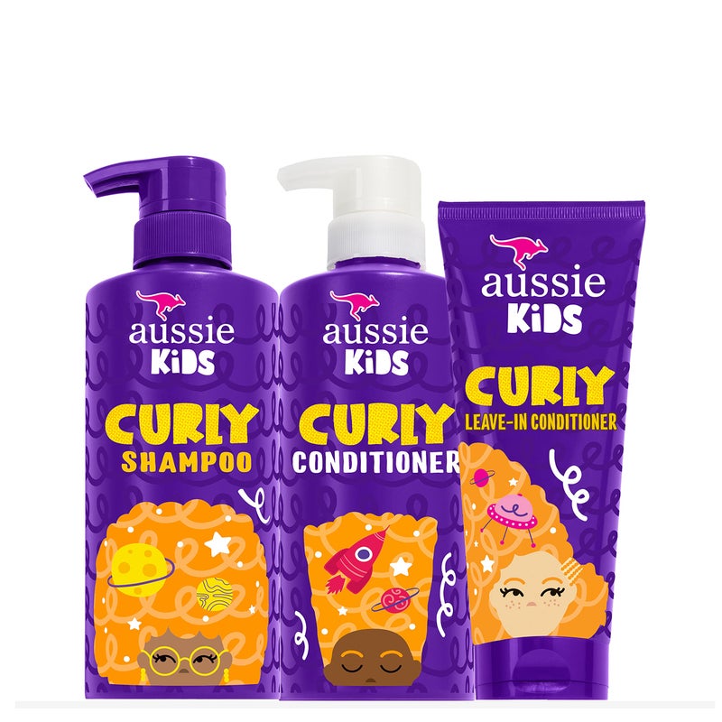 Aussie Kids Shampoo, Conditioner, and Leave-in Conditioner Bundle for Curly Hair, Sulfate and Paraben Free - Image 1