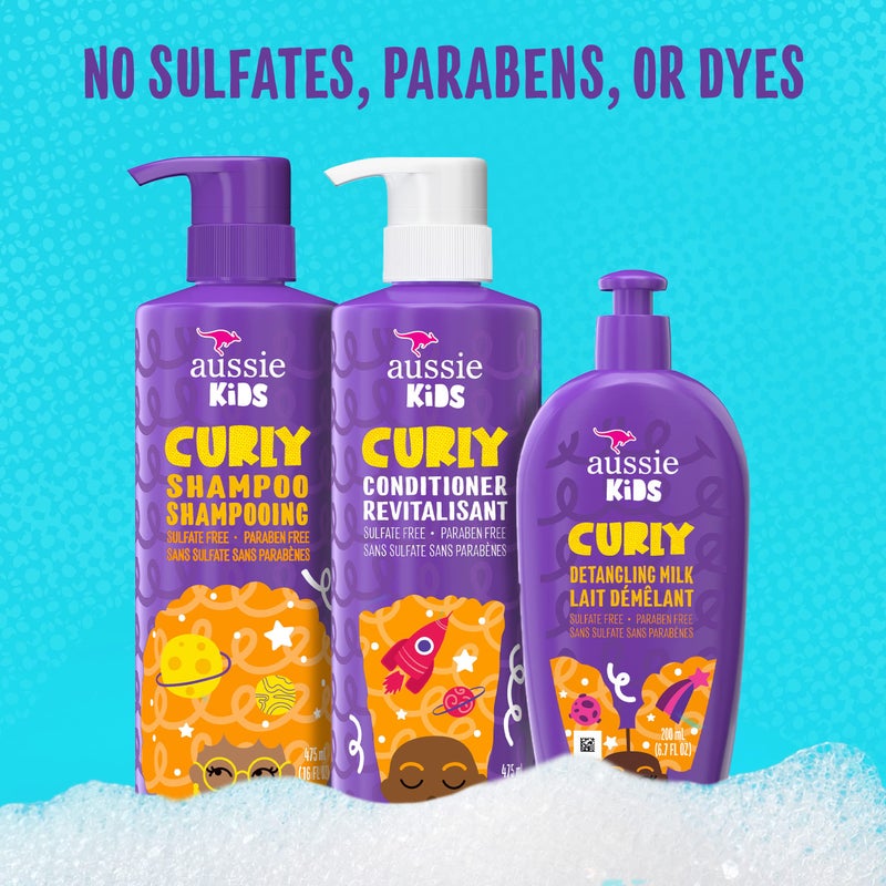 Aussie Kids Shampoo, Conditioner, and Leave-in Conditioner Bundle for Curly Hair, Sulfate and Paraben Free - Image 2