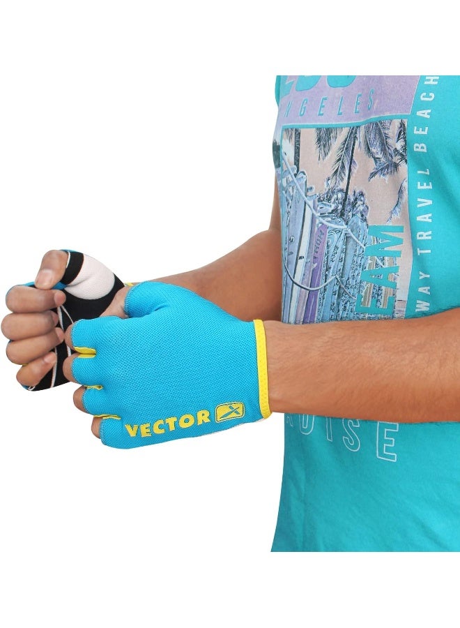 Vector X VX-450 Fingerless Gym Gloves Weightlifting & Fitness Unisex Gloves for Training, Sports & Workout Size L Blue - Image 5