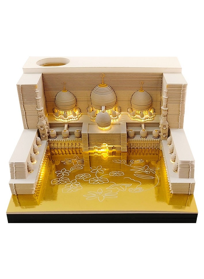 Generic Mosque Paper Carving Architectural Model 3D Stereoscopic Memo Paper Tape Lamp Tearable Paper Ornament  - Image 1