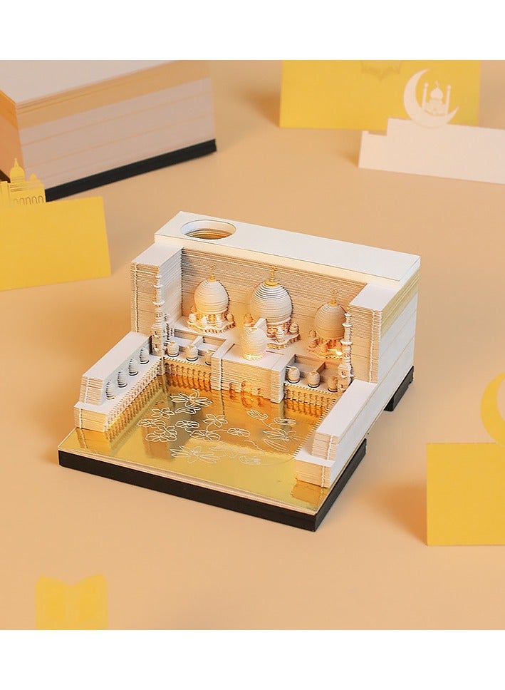 Generic Mosque Paper Carving Architectural Model 3D Stereoscopic Memo Paper Tape Lamp Tearable Paper Ornament  - Image 3