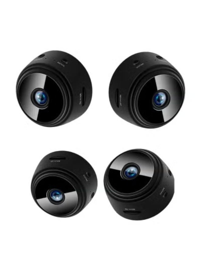 4 Pack WiFi Mini Magnetic A9 Wireless Security Cameras – Full HD 1080P Indoor Portable Round Surveillance Cameras with Infrared Night Vision, Motion Detection, Two-Way Audio, Mobile App Alerts & Magnetic Mount – Compact & Easy-to-Install Wireless Monitoring Kit for Home, Office & Business