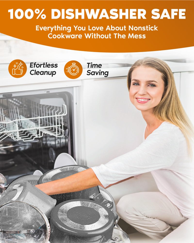 GOTHAM STEEL مقلاة غوثام ستيل غير لاصقة، 12.5 بوصة، مقلاة سيراميك غير لاصقة، مقلاة طهي غير لاصقة تدوم طويلاً مع مقبض مساعد / مقبض بارد، فائقة المتانة، آمنة في غسالة الصحون / الفرن، 100% غير سامة - Image 4