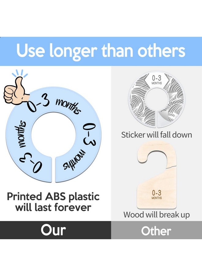 Pro Goleem Baby Closet Dividers Blue Baby Closet Organizer for Nursery Baby Clothes Size Age Dividers Fits 1.5" Rod 6 PCS - Image 5