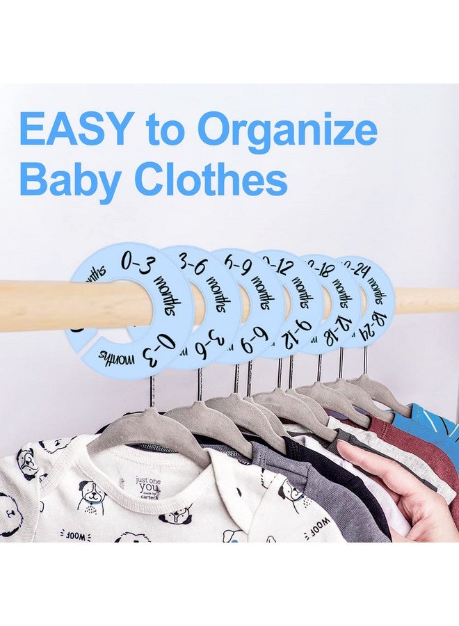 Pro Goleem Baby Closet Dividers Blue Baby Closet Organizer for Nursery Baby Clothes Size Age Dividers Fits 1.5" Rod 6 PCS - Image 3