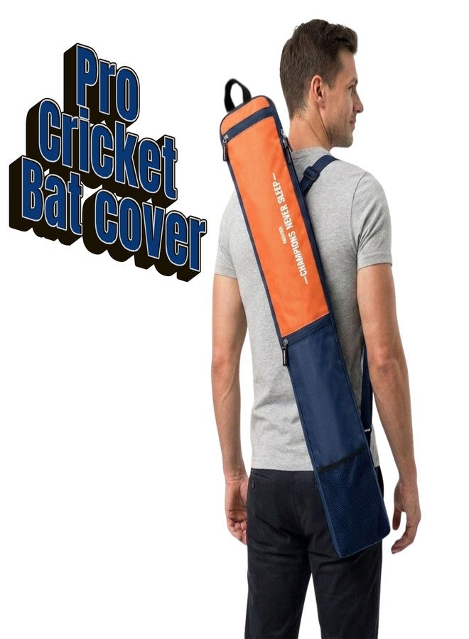 PANFIKH Cricket Bat Cover with Zipper Closure for Wooden & Plastic Bats with Adjustable Shoulder Strap and Front Zipper Pocket Storage Lightweight Durable Cricket Bat Carry Bag (Orange) - Image 2