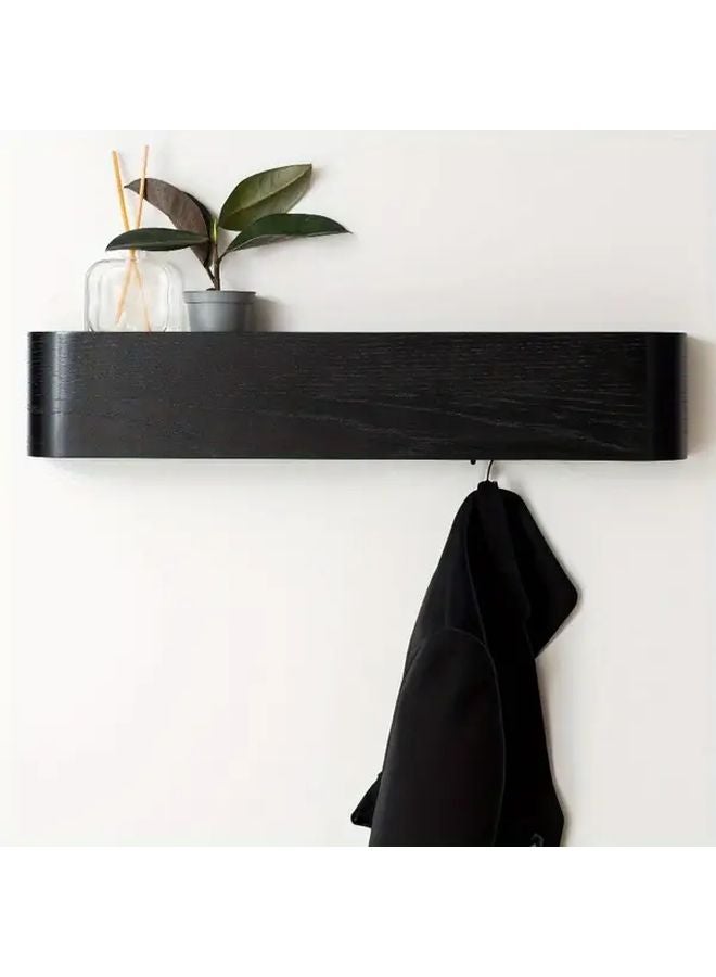 Black Minimalist Wooden Wall Mounted Key Holder Modern Entryway Organizer - Image 1
