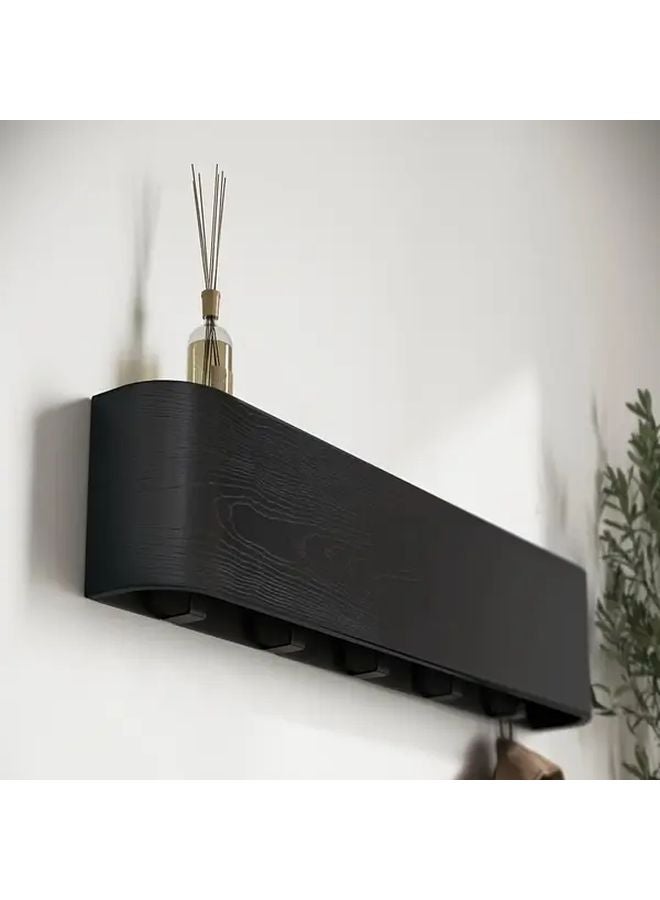 Black Minimalist Wooden Wall Mounted Key Holder Modern Entryway Organizer - Image 4