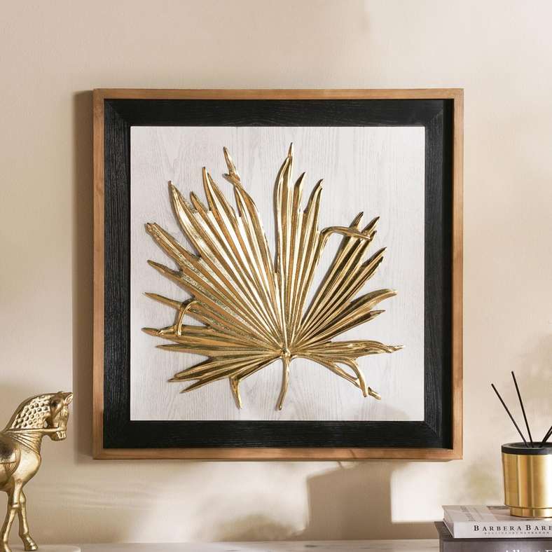 Pan Home فن الجدار بإطار ذهبي لتزيين المنزل