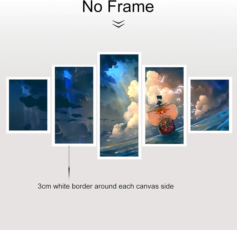 KAIWALK Anime One Piece Poster The Straw Hat Pirates Thousand Sunny Print on Canvas Painting Wall Art for Living Room Decor Boy Gift (Unframed, Q-One piece 2) - Image 2