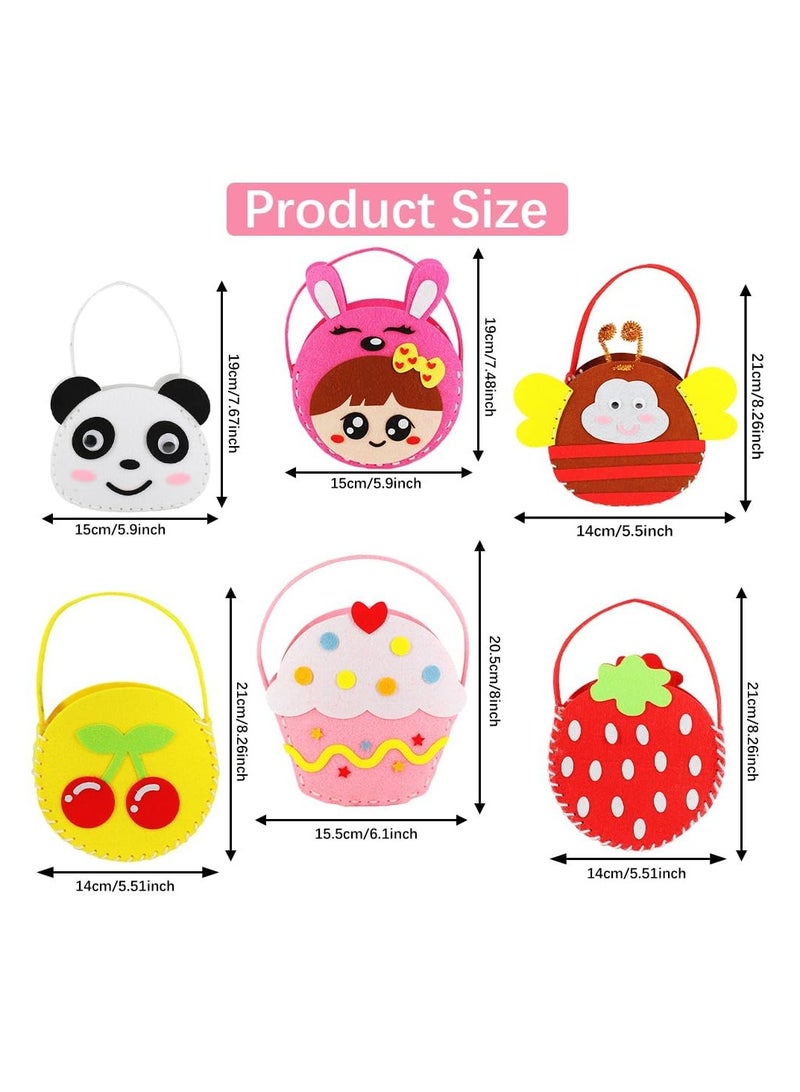 6 Pcs Sewing Kit for Kids, Preschool Educational Toys, Girls DIY Sewing Crafts Handbag  with Safety Needle & Harmless Felt, Toddler Arts and Crafts for Kids  - Image 2