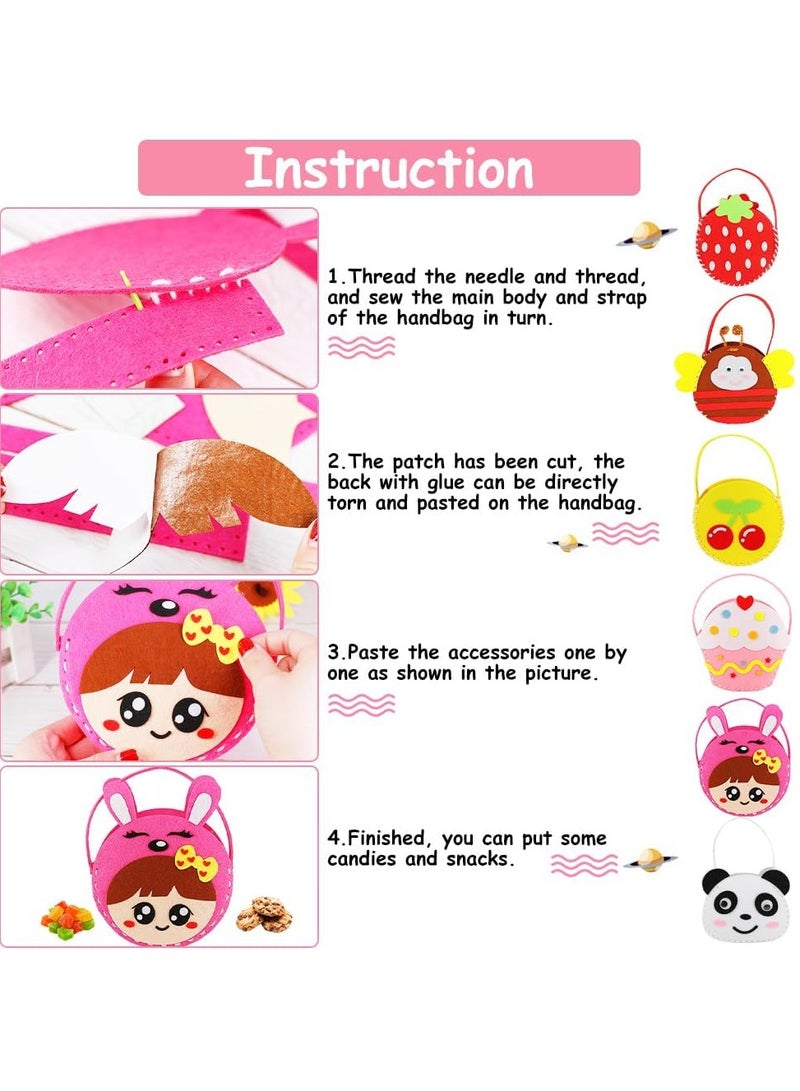 6 Pcs Sewing Kit for Kids, Preschool Educational Toys, Girls DIY Sewing Crafts Handbag  with Safety Needle & Harmless Felt, Toddler Arts and Crafts for Kids  - Image 3