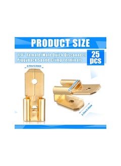 The Bros 25 Pcs Piggyback Spade Connectors, 3 Way Adapter Dual Male to Single Female Brass Quick Disconnect Connectors Piggyback Terminals Crimp Terminals Assortment Kit, Unisulated  - Image 2
