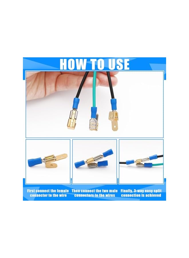 The Bros 25 قطعة موصلات سبايد بيجي باك، محول 3 طرق مزدوج ذكر إلى أنثى واحدة موصلات نحاسية سريعة الفصل مجموعة موصلات بيجي باك، طرفيات مكبس غير معزولة - Image 4