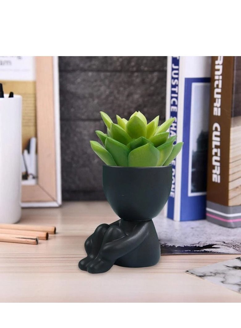 Creative Cute Plastic Flower Pot Succulent Planter Crafts Imitation Humanoid Vase Mini Pot 4 Piece Random Design - Image 4