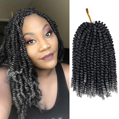 YEBO Spring Twist Hair 8Inches 4 Packs Spring Twists Crochet Braiding Hair Ombre Colors Synthetic Hair Extensions 30 Strands/Pack, 110g/Pack (T1B/GRAY,8Inch) - Image 1