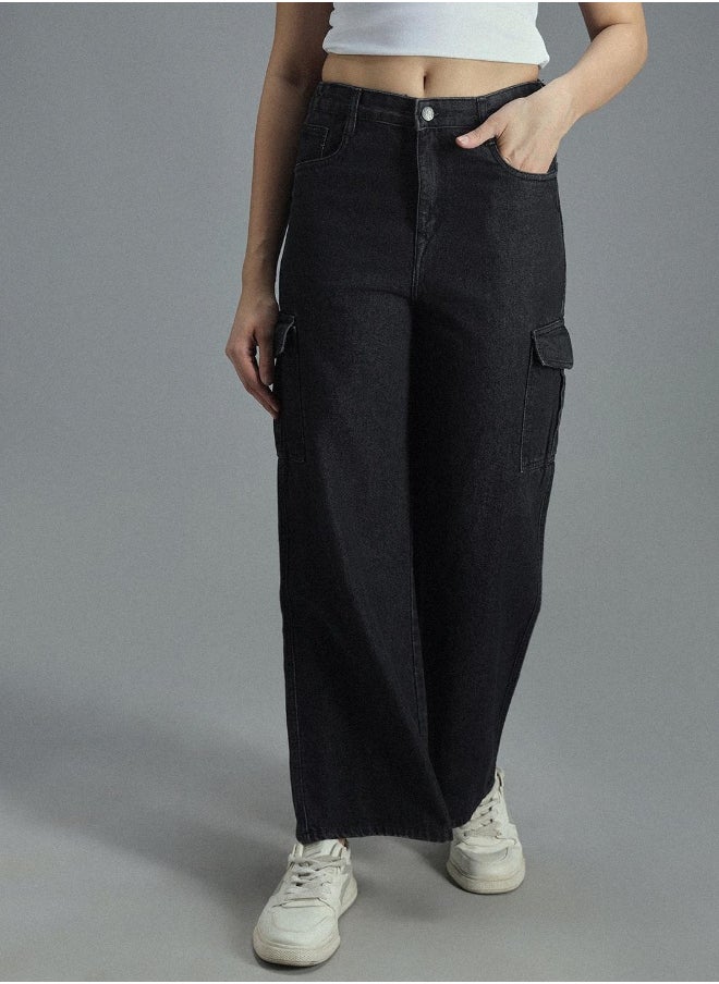 HIGH STAR - Women’s Baggy Black Jeans with Cargo Pocket – Retro and Functional - Image 1