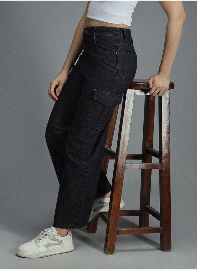HIGH STAR - Women’s Baggy Black Jeans with Cargo Pocket – Retro and Functional - Image 1
