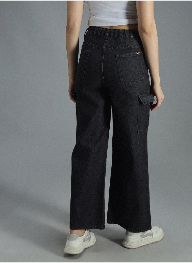 HIGH STAR - Women’s Baggy Black Jeans with Cargo Pocket – Retro and Functional - Image 1