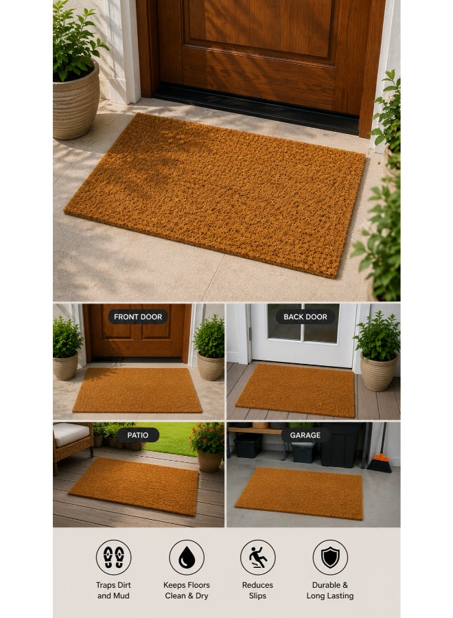 Home auraa Premium Doormat  40x60cm | Non Slip PVC Backed Natural Plain Coir Material | Indoor Outdoor Durable Entrance Doormats - Image 1