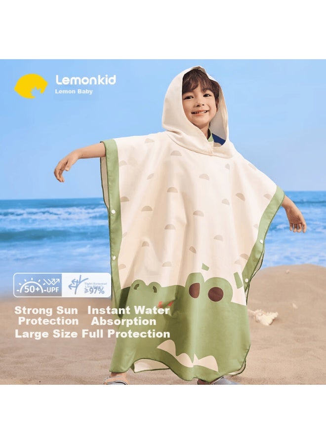 Lemonkid Lemon Baby Kids Quick-dry Absorbent Hooded Towel Cloak Wearable Swimming Robe Avocado Dinosaur Green - Image 1