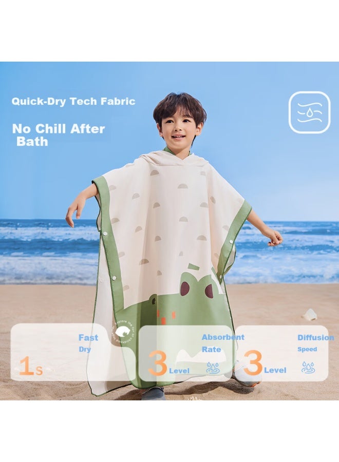 Lemonkid Lemon Baby Kids Quick-dry Absorbent Hooded Towel Cloak Wearable Swimming Robe Avocado Dinosaur Green - Image 2