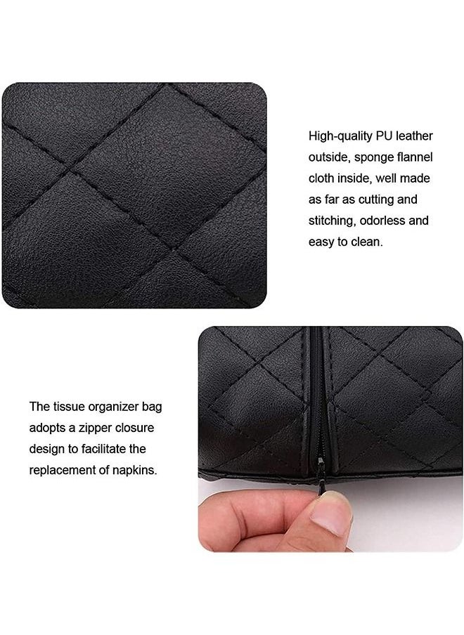 Generic Car Leather Tissue Holder Car Armrest Box Tissue Holder Luxury Black Leather for Car Back Seat Headrest Hanging Tissue Boxes Holder Case Multi-use Car Tissue Paper Holder  - Image 5