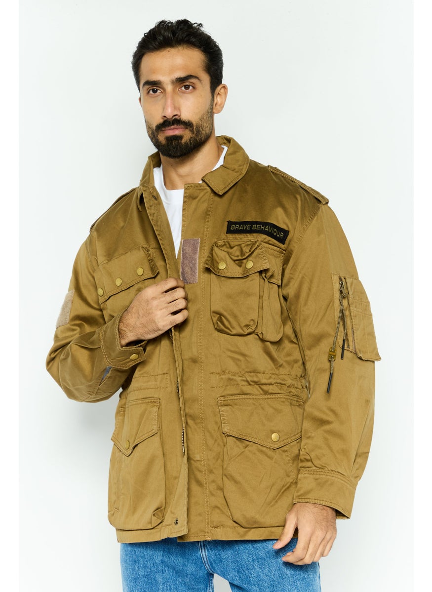 DIESEL - Men Plain Jacket Shirt, Khaki - Image 1