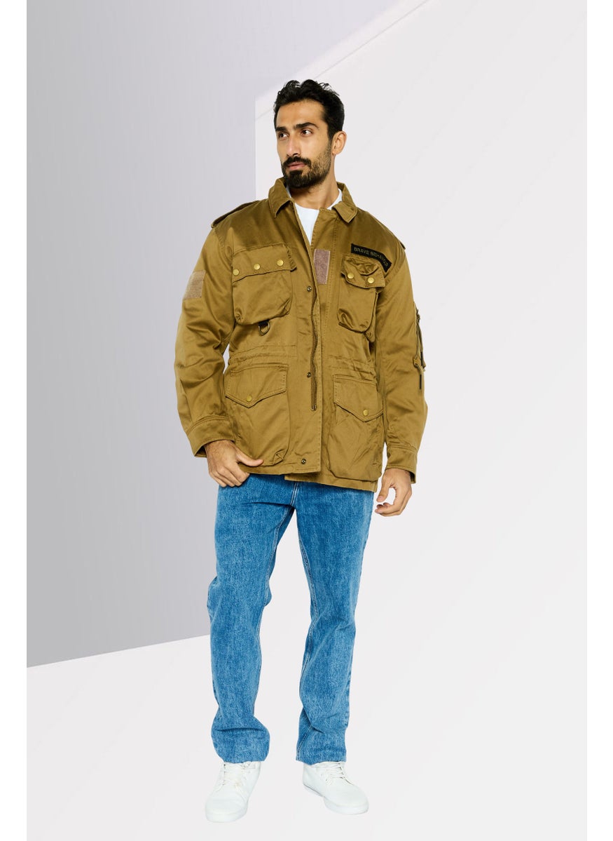 DIESEL - Men Plain Jacket Shirt, Khaki - Image 1