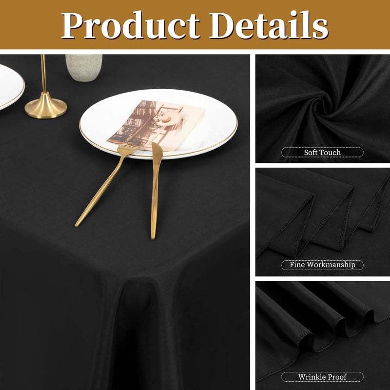 FXKS 4 Pack Rectangle Tablecloth 60 x 102 inch Black Polyester Table Cloth for 6 Feet Tables,Washable Fabric Stain and Wrinkle Resistant Table Cover Table Clothes for Wedding Parties Banquet Kitchen - Image 4