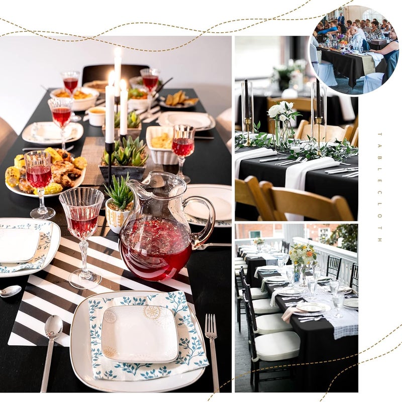 FXKS 4 Pack Rectangle Tablecloth 60 x 102 inch Black Polyester Table Cloth for 6 Feet Tables,Washable Fabric Stain and Wrinkle Resistant Table Cover Table Clothes for Wedding Parties Banquet Kitchen - Image 5