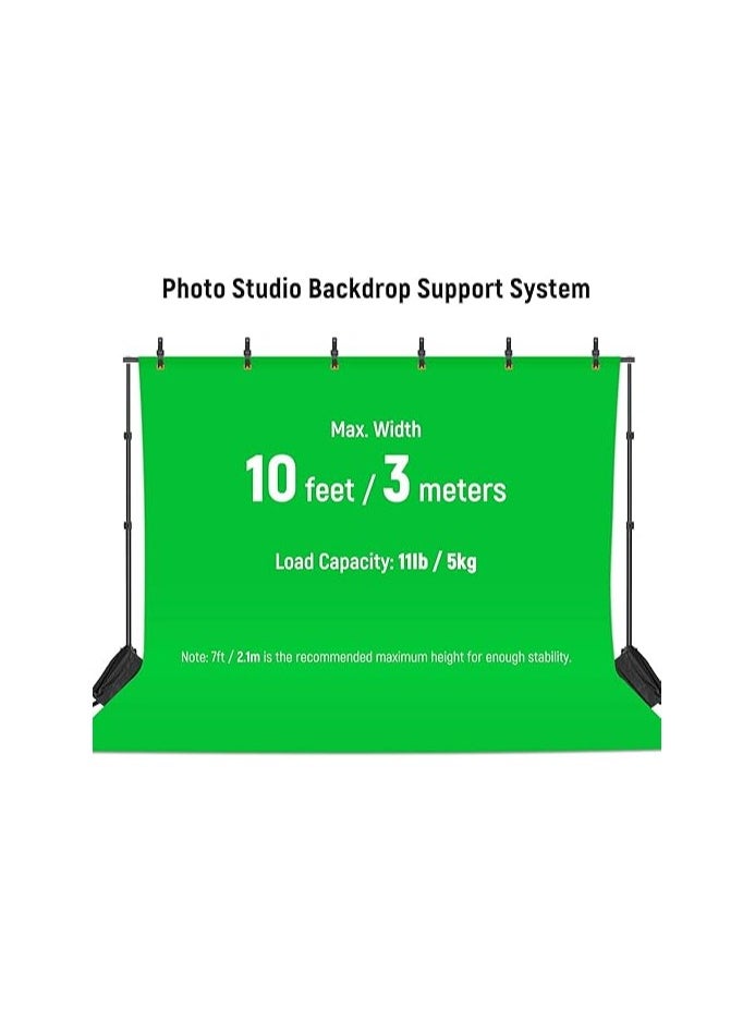 Neewer - Neewer Photo Studio Backdrop Support System, 10ft/3m Wide 6.6ft/2m High Adjustable Background Stand with 4 Crossbars, 6 Backdrop Clamps, 2 Sandbags, and Carrying Bag for Portrait & Studio Photography - Image 1