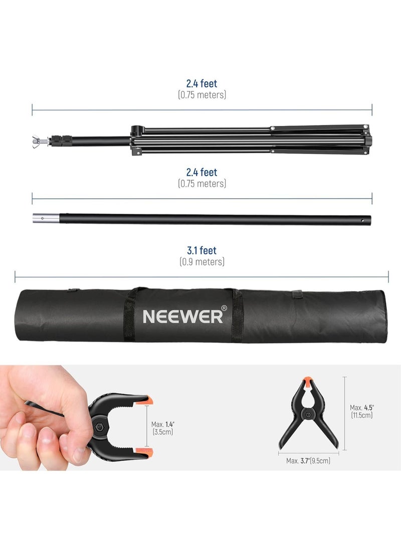 Neewer - Neewer Photo Studio Backdrop Support System, 10ft/3m Wide 6.6ft/2m High Adjustable Background Stand with 4 Crossbars, 6 Backdrop Clamps, 2 Sandbags, and Carrying Bag for Portrait & Studio Photography - Image 1