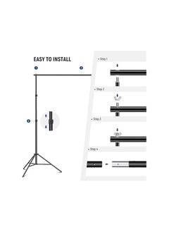 Neewer Neewer Photo Studio Backdrop Support System, 10ft/3m Wide 6.6ft/2m High Adjustable Background Stand with 4 Crossbars, 6 Backdrop Clamps, 2 Sandbags, and Carrying Bag for Portrait & Studio Photography  - Image 2