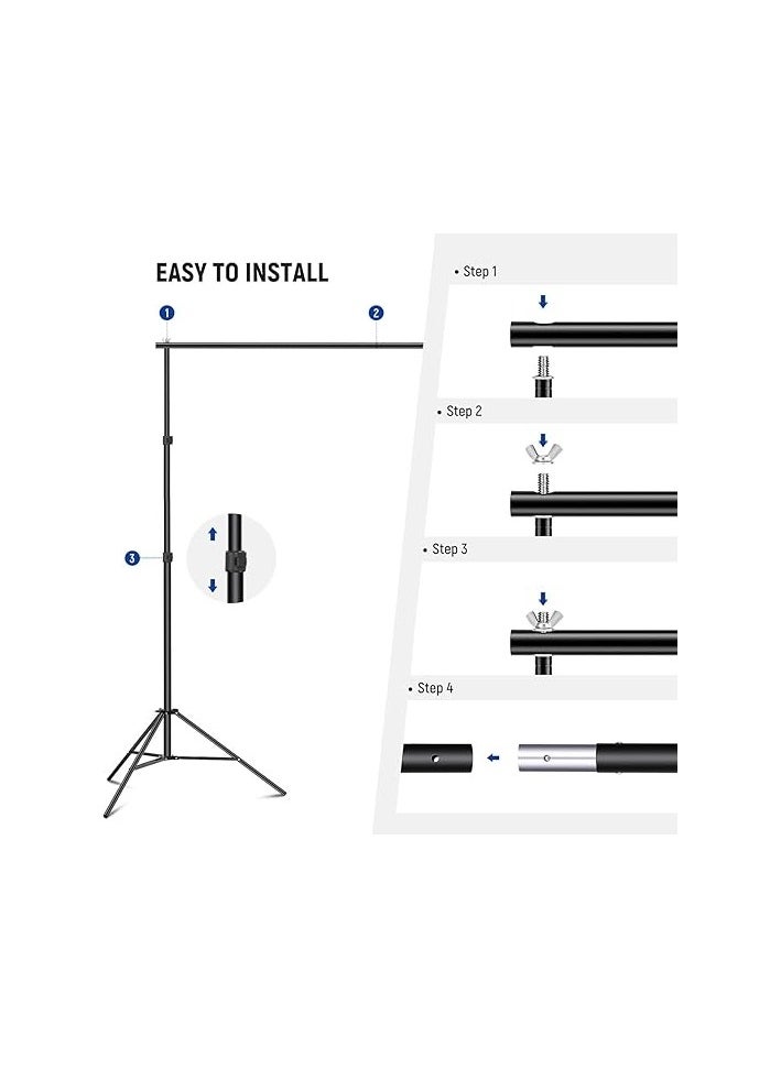 Neewer - Neewer Photo Studio Backdrop Support System, 10ft/3m Wide 6.6ft/2m High Adjustable Background Stand with 4 Crossbars, 6 Backdrop Clamps, 2 Sandbags, and Carrying Bag for Portrait & Studio Photography - Image 1