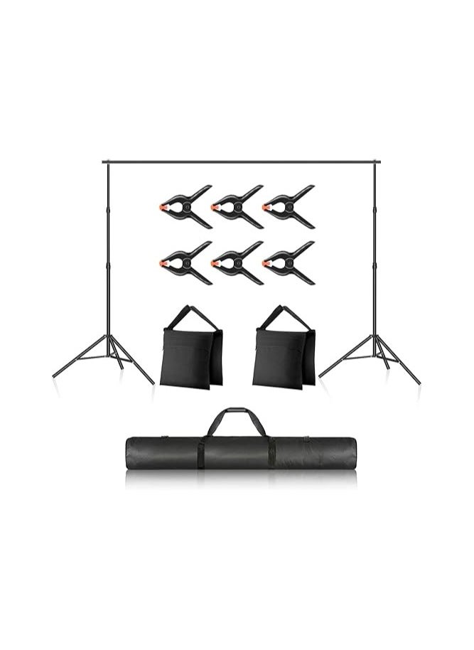 Neewer - Neewer Photo Studio Backdrop Support System, 10ft/3m Wide 6.6ft/2m High Adjustable Background Stand with 4 Crossbars, 6 Backdrop Clamps, 2 Sandbags, and Carrying Bag for Portrait & Studio Photography - Image 1