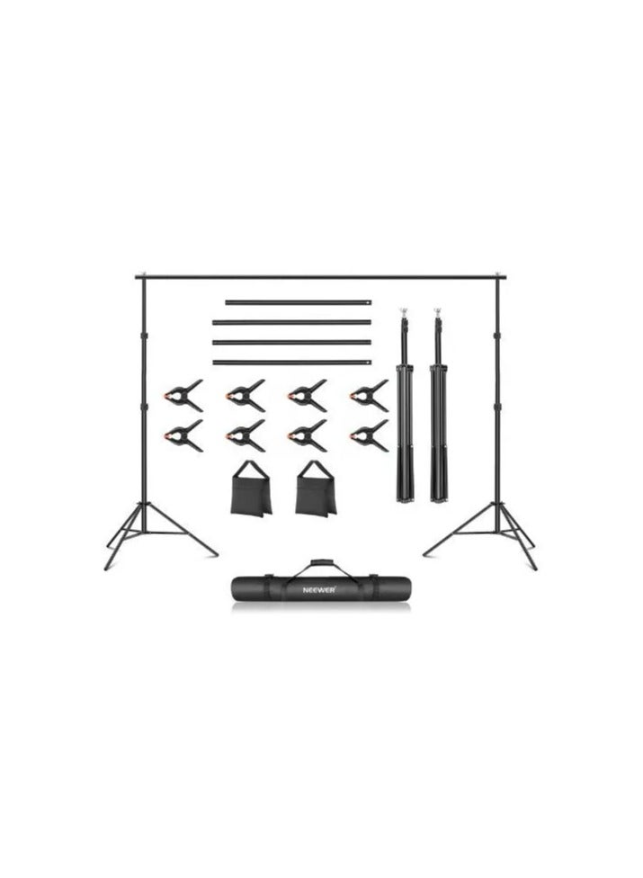 Neewer Neewer Photo Studio Backdrop Support System, 10ft/3m Wide 6.6ft/2m High Adjustable Background Stand with 4 Crossbars,8 Backdrop Clamps, 2 Sandbags, and Carrying Bag for Portrait & Studio Photography - Image 1