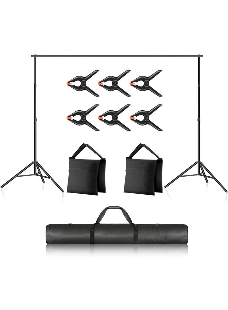 نيوير نظام دعم خلفية استوديو الصور من Neewer، حامل خلفية قابل للتعديل بعرض 10 أقدام/3 أمتار وارتفاع 6.6 أقدام/2 متر مع 4 قضبان عرضية و8 مشابك خلفية وحقيبتين رمل وحقيبة حمل للتصوير الفوتوغرافي للصور الشخصية والاستوديو - Image 4