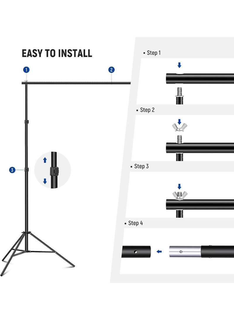 نيوير نظام دعم خلفية استوديو الصور من Neewer، حامل خلفية قابل للتعديل بعرض 10 أقدام/3 أمتار وارتفاع 6.6 أقدام/2 متر مع 4 قضبان عرضية و8 مشابك خلفية وحقيبتين رمل وحقيبة حمل للتصوير الفوتوغرافي للصور الشخصية والاستوديو - Image 5