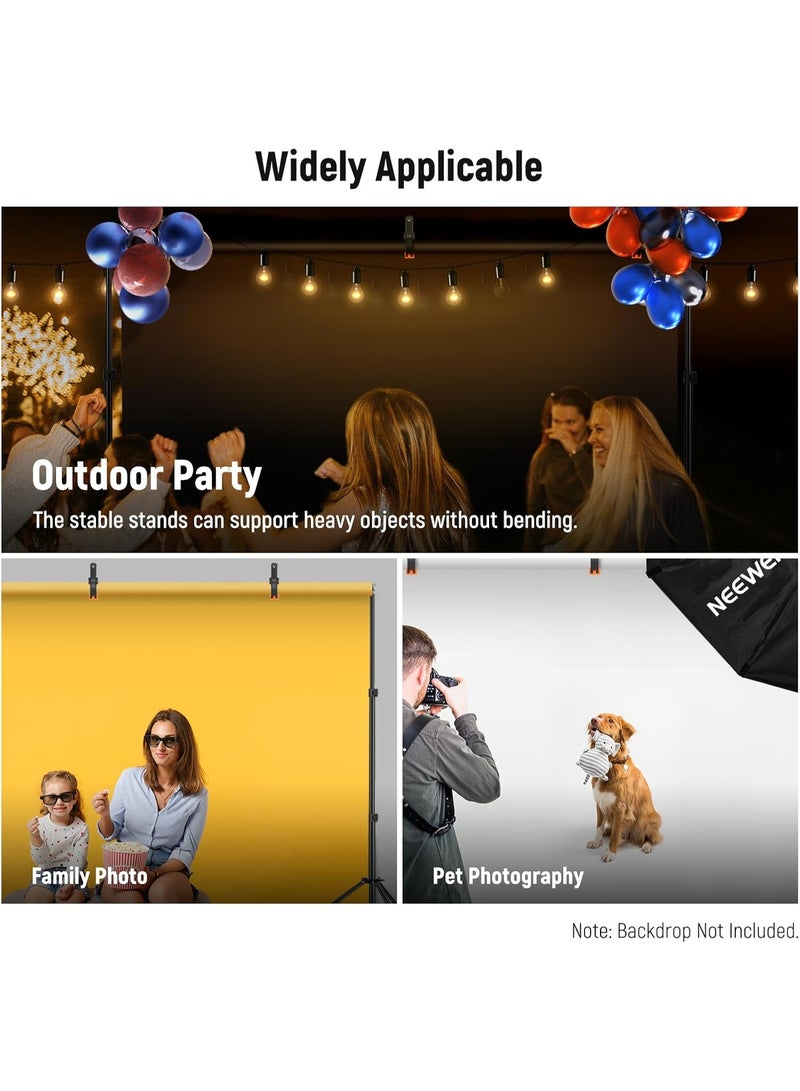 Neewer Photo Studio Backdrop Support System, 10ft/3m Wide 6.6ft/2m High Adjustable Background Stand with 4 Crossbars,8 Backdrop Clamps, 2 Sandbags, and Carrying Bag for Portrait & Studio Photography - Image 3