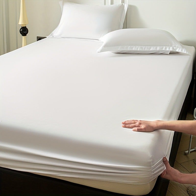 Soft Breathable Microfiber Fitted Sheet Suitable for - Machine-Washable Bedspread, Brushed Texture for Warmth, Solid Color Minimalist Bed, Comfortable for &, Fits Most Bed Frames - Image 3