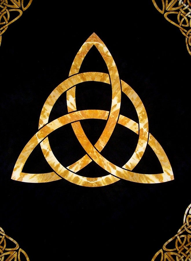 India Arts Celtic Trinity Tie Dye Tapestry Heavy Cotton Bedspread 98" x 70" Twin Amber - Image 2