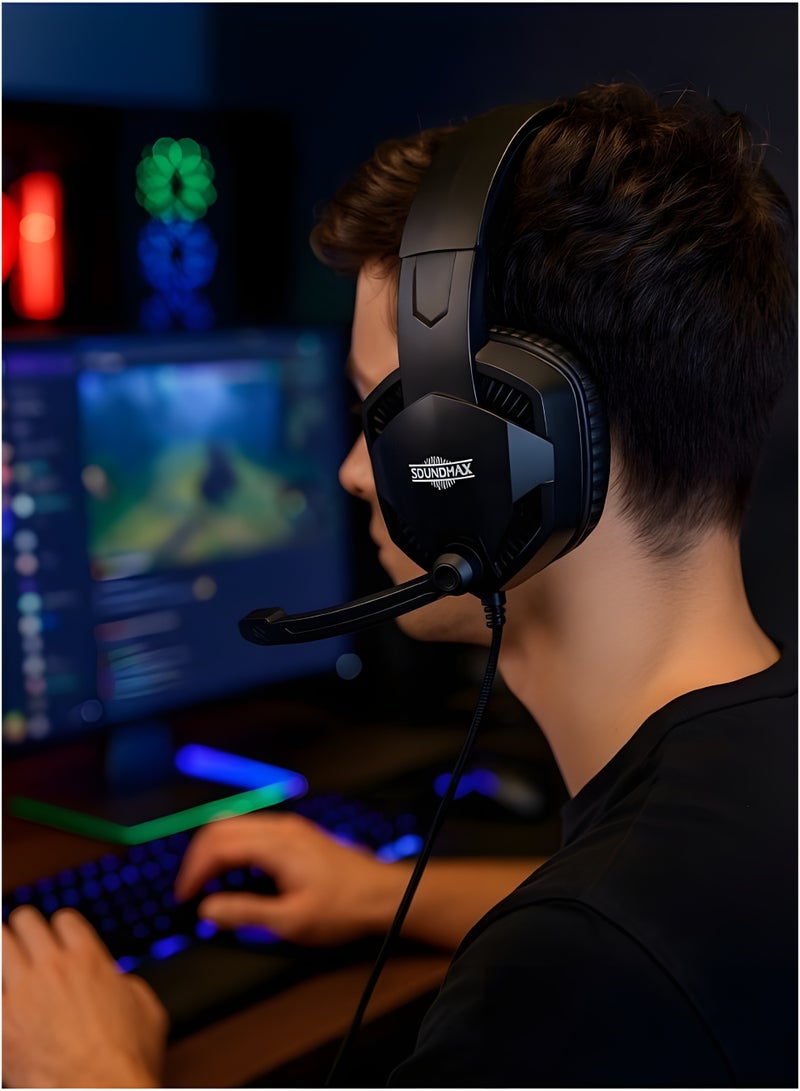 Soundmax BT42 Gaming Headset – Clear Audio, Noise Reduction, 3.5mm Plug, with Mic for PC, PS4, Xbox, Mobile - Image 3